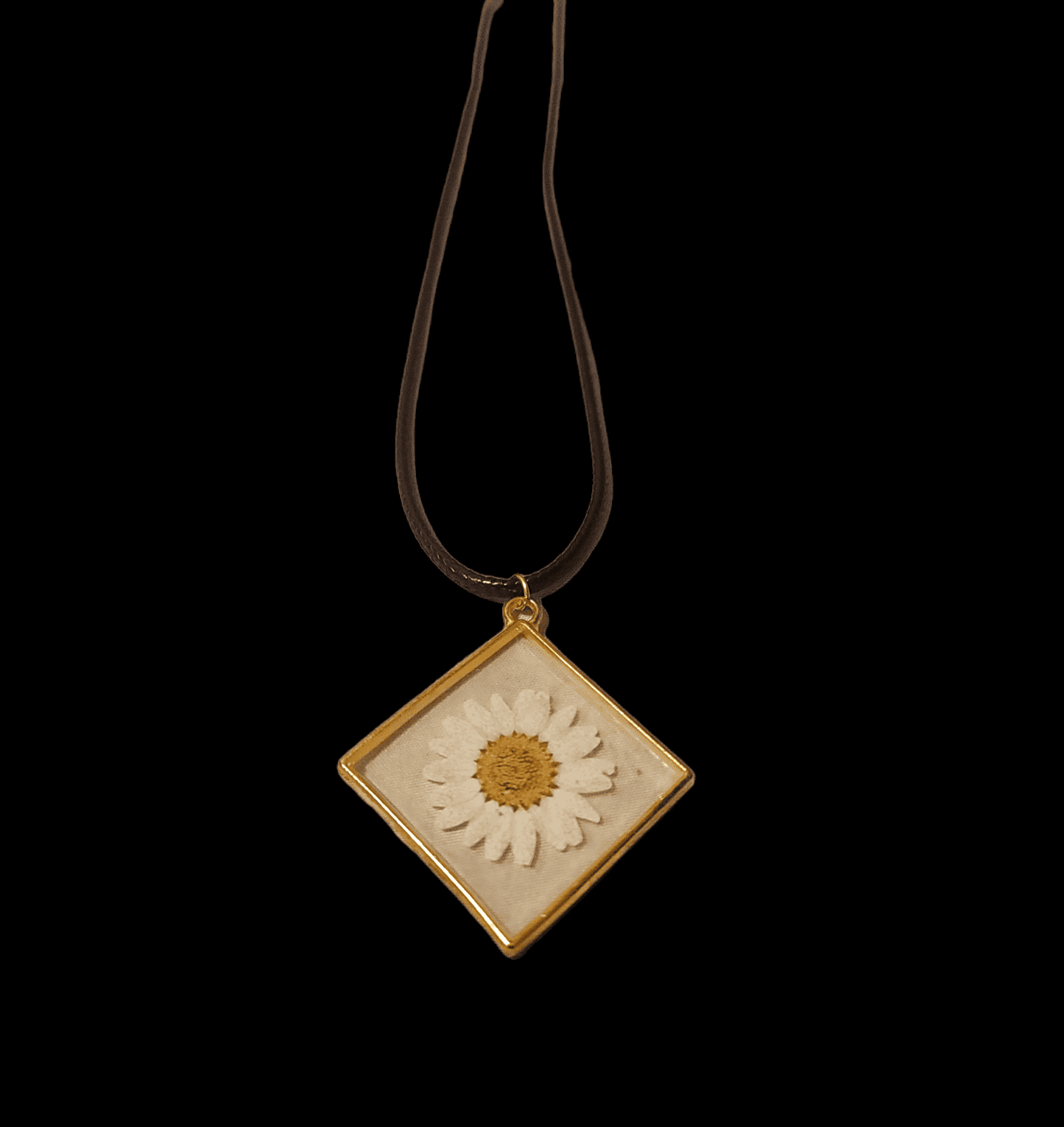 Gold Floral Resin Necklace